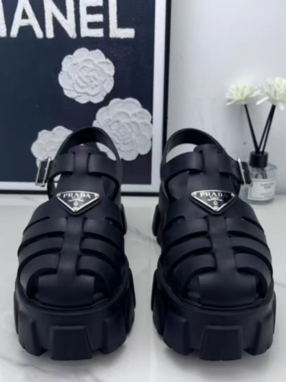 Prada Monolith Sandals – Black, Size 39 (US 9)